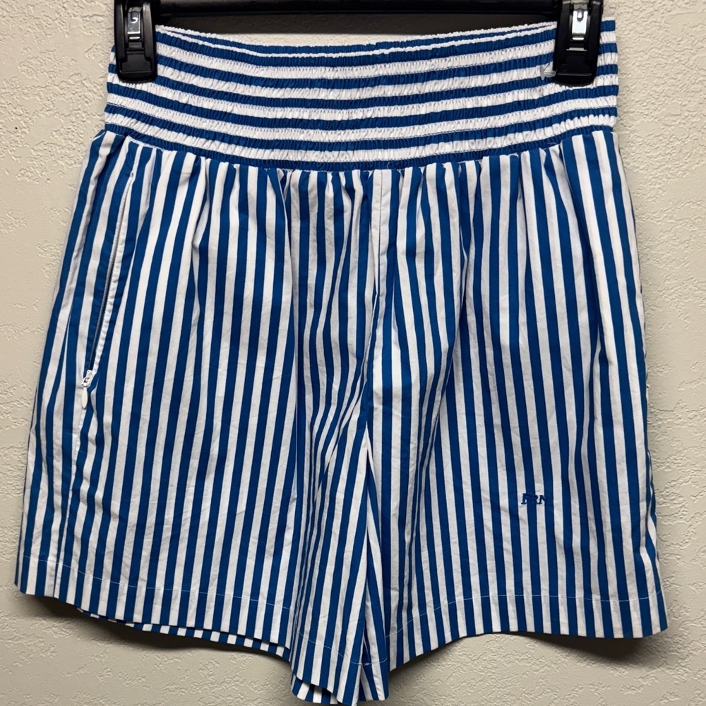 Frame Blue and White Striped Women's Shorts
